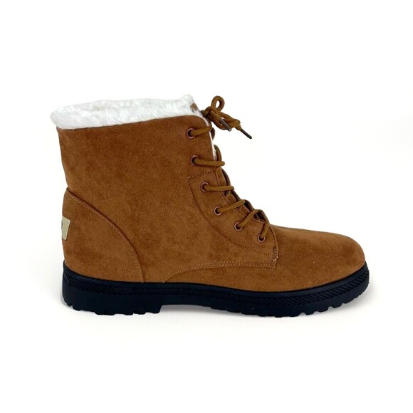 Chestnut Brown Snow Boots Mens SZ 11 Faux Suede Fleese Lined Lace Up Hiking - Picture 4 of 15